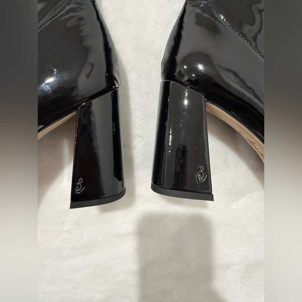 Sam Edelman Size 10.5 Black Patent Knee-High Boots – Pointed Toe Block Heel -New - Picture 8 of 15